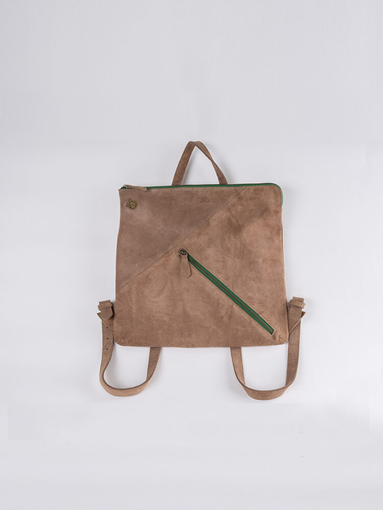 The Square is a unisex genuine leather backpack with a compartment that fits a 13-inch laptop.